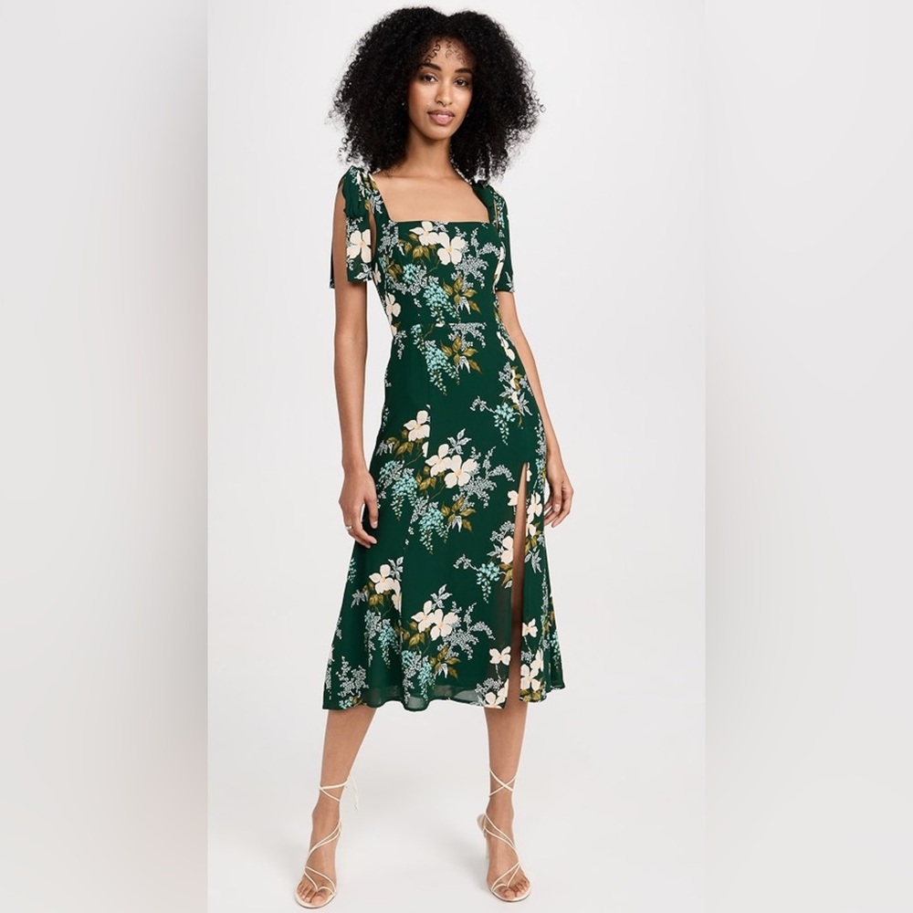 Reformation Twilight Floral Green Dress size 8